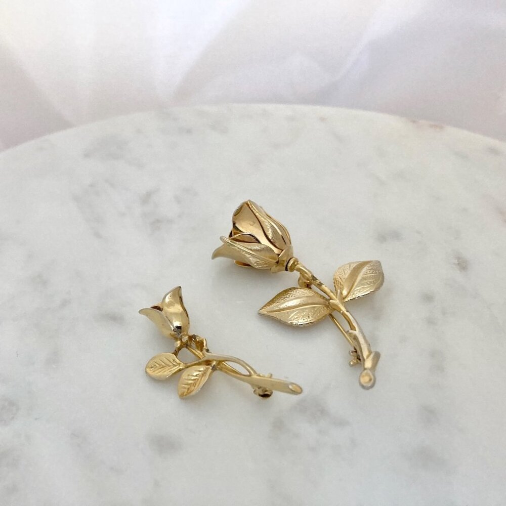2/$20 Cottagecore Gold Tone Rose Brooches